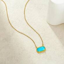 Birthstone Necklace For Women 14k Gold Plated Preppy Oval Stone Necklaces   Pendant Necklaces Birthday Gifts For Women Mom Wife Friends-307968 - 三月-海藍寶石 - 查看 6