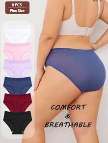 6pcs/Set Solid Color High Waist Lace Patchwork Design Comfortable Breathable Maternity Briefs Underwear Set For Women