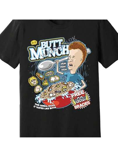 Bevis and Butterhead Funny Food Pun T-Shirt - Butt Munch Graphic Comedy Kitchen Shirt for Men - Plus Size Big &amp; Tall - Soft Breathable Cotton Tee - Casual Gift for Foodies &amp; Practical Joke Lovers