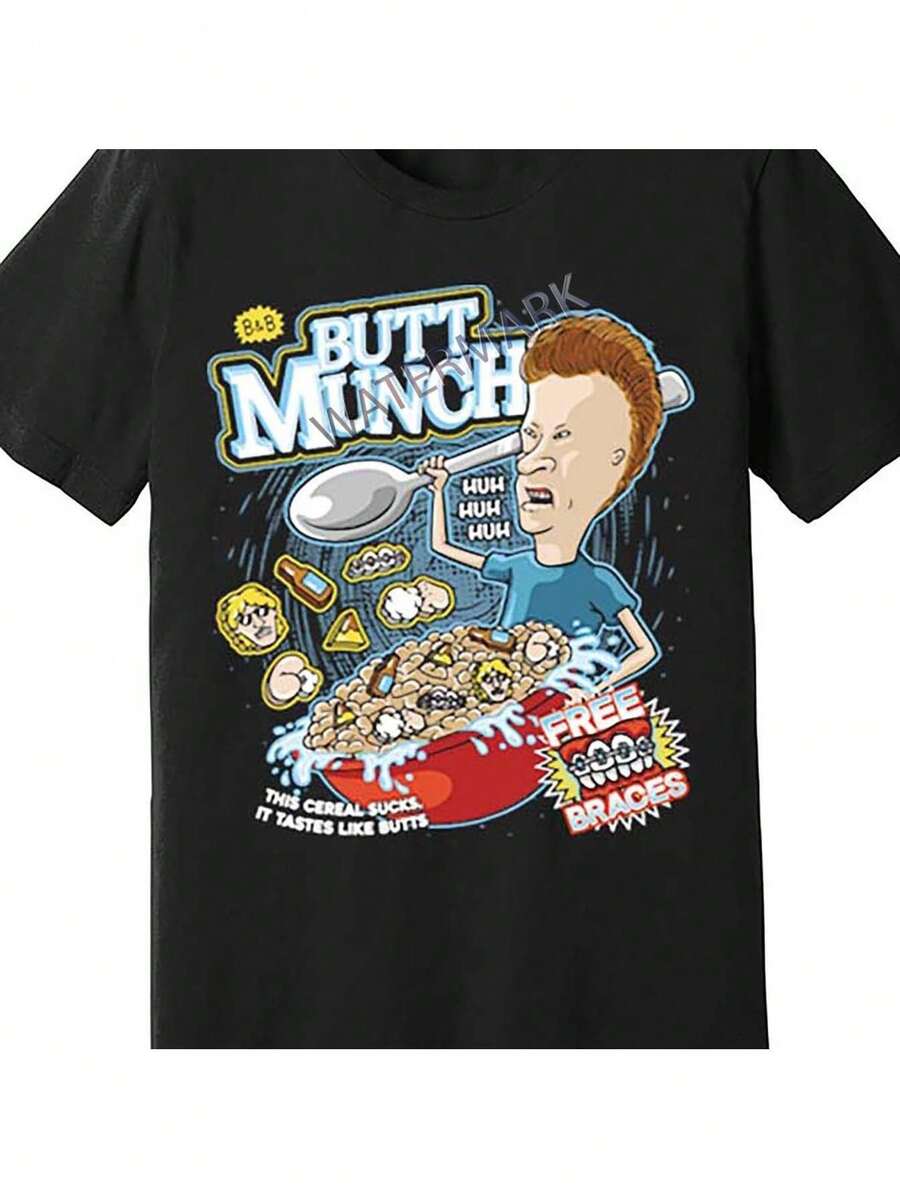 Bevis And Butterhead Funny Food Pun T-Shirt - Butt Munch Graphic Comedy Kitchen Shirt For Men - Plus Size Big &Amp; Tall - Soft Breathable Cotton Tee - Casual Gift For Foodies &Amp; Practical Joke Lovers - Black - View 1