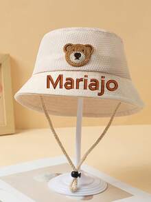 Customized Name Embroidered Lightweight Summer Bucket Hat For Kids, Boys & Girls Sun Protection Hat, Mesh Cute Strap Bucket Cap, Matching Parent-Child Beige Hat, Adventure Hat, Sunshine Energy Hat, Beach Bear Hat, Picnic Grass Hat, Spring Atmosphere Hat, Children's Day Gift, Thanksgiving Gift, Christmas Gift, Easter Gift - Yellow - View 14