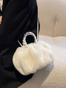 Yogodlns Multi Functional Furry Shoulder Bag Fashionable Women Bucket Handbag Soft Plush Crossbody Bags Fur Cloud Bags Simple Design Women Soft Plush Shoulder Bags Winter Furry Ladies Clutches Purse Small Handbags Fashion Female Crossbody Bags, New Arrival Fur Bag For Women