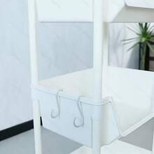 1 Multi-Layer Storage Rack, Multi-Layer Storage Trolley, Non-Electric, Mobile Storage Rack With Wheels, 3/5 Layers, White/Macaron Color Trolley Rack, Suitable For Living Room, Bedroom Dormitory Book Storage Rack, Bedside Trolley, Utility Trolley, Book Trolley, Roller Trolley, Kitchen Storage Box, Diaper Trolley, Bathroom Storage Box - 白色 - 查看 10