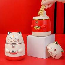 One, Toothpick Box, Creative Toothpick Box, Pop-Up Automatic Toothpick Box, Kitchen And Restaurant Use, Cute Cat Toothpick Box, Toothpick Box, Kitchen Supplies - trắng - Xem 6