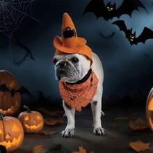 2Pcs Halloween Pet Costumes Set Pointed Hats And Triangle Scarf For Dog Cat Holiday Accessories