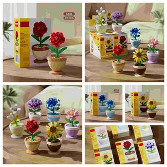 Bestselling Flower Building Blocks, Micro Particle Eternal Flower Succulent Potted Plant, Children's Educational Assembly Toy, Desktop Decor, Gift For Boys And Girls, Suitable For Christmas, Valentine's Day, Mother's Day