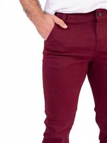Urban Zone Jeans Men's Sport Slim Twill Social Style Sport Slim Denim Pants - burgundy - View 6