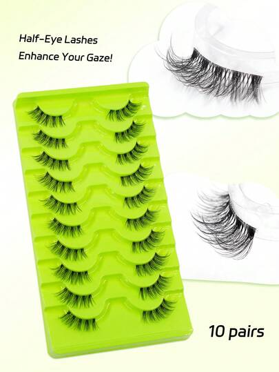 10 Pairs Eyelash Extensions, Large Capacity, Easy To Use, Suitable For Makeup Beginners, Half-Eye False Lashes, Make Eye Makeup More Beautiful, Add Charm, Gift For Friends, Reusable