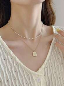 1pc European & American Style Exaggerated Geometric Asymmetrical Multi-Layer Necklace