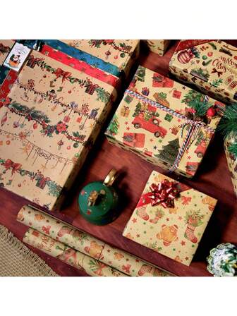 Jul, 10 st retro gula kohudspresenter, presentpapper, bakningstid, dropp-för-droppe-presenter, bärsprit