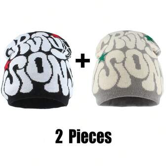 Nuevo gorro de punto versátil, gorra de punto con estampado de letras de moda europea y americana, gorro cálido de punto para hombres y mujeres, otoño/invierno