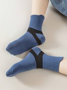 5 Pairs Kids' Colorblock Socks (Ages 3-12) - Soft And Versatile Sports Mid-Calf Socks Suitable For Older Children And Teenagers, Minimalist Style