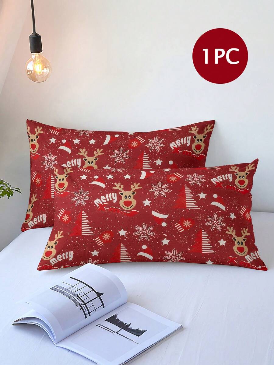 1个100%涤纶枕套，亲肤、柔软、透气（无填充物），适合卧室装饰、圣诞装饰和圣诞礼物。 - 彩色 - 查看 1