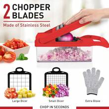 {RED}15-In-1 Multifunctional Vegetable Chopper Slicer, Onion Cutter And Chunker, Food Chopper, Chunker For 7pcs Of Vegetables, Tomato Chunker, Potato And Garlic Chopper With Drain Basket, Egg Cutter - Đỏ - Xem 4
