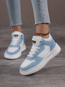 1 Pair Soft, Lightweight, High-Top Sneakers With Thick Soles, Fashionable Casual Sports Shoes For Teenagers, Boys And Girls