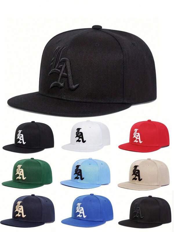 1 pieza Gorra de béisbol con visera plana, estilo callejero unisex, bordada. 100% poliéster, lavado a mano, sin estiramiento, ligera - Visera plana ajustable