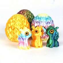 3D Printed Multi-Color Dinosaur Egg Set, Flip-Top Dinosaur Egg Desktop Decor, Gift For Christmas, Party