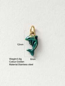 1pc Cute Cartoon Stainless Steel Crab, Seashell, Seahorse, Dolphin, Elephant Pendant, DIY Necklace, Earring, Bracelet, Keychain Jewelry Accessory, Suitable For Party, Halloween Decoration