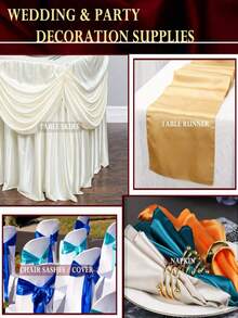 1pc Solid Color Satin Fabric, DIY Fashion Handmade Clothing, Silk Satin Suitable For Wedding Dress Decoration - Multicolor - View 5