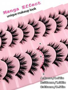 10 Pairs Natural False Eyelashes Manga Lashes 3d Faux Mink Lashes Soft Winged Natural Realistic Eyelash Extension