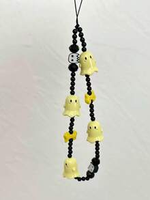 1pc New Ghost Beaded Phone Lanyard Skull Charm Phone Pendant, Anti-Lost Phone Strap - Multicolor - View 8