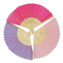 Lot Of 12 Bamboo And Colored Fabric Fans In A Gift Box - Original Wedding Fans, Guest Gifts For Weddings And Communions. - 彩色 - 查看 3