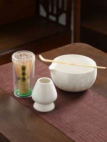 1 Set/4-6 Pcs Japanese Minimalist Ceramic Tea Set, Includes Matcha Whisk, Tea Bowl, Tea Spoon, Traditional Matcha Tea Ceremony Utensils, Home/Tea Room Tea Making Tools, Elegant Tea Art Gift
