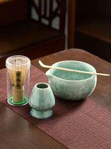 1 Set/4-6 Pcs Japanese Minimalist Ceramic Tea Set, Includes Matcha Whisk, Tea Bowl, Tea Spoon, Traditional Matcha Tea Ceremony Utensils, Home/Tea Room Tea Making Tools, Elegant Tea Art Gift