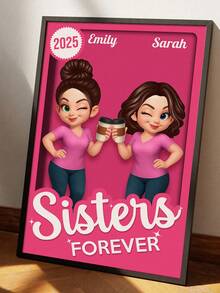 Catygift 定制闺蜜帆布画，个性化友情礼物，可添加姓名、年份、自定义图案，永远的好朋友艺术品，送给闺蜜的礼物，办公室装饰，优雅客厅装饰，家居装饰 - As Shown - 查看 6