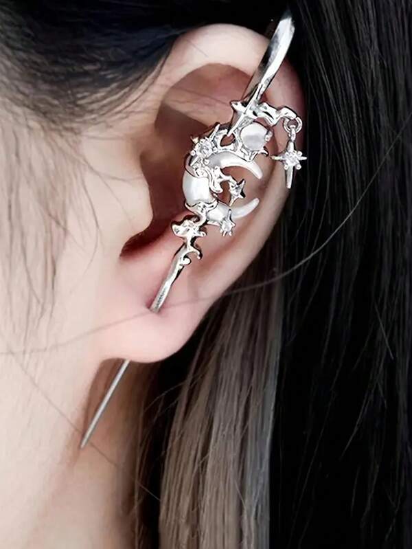 1 قطعة أقراط نجوم وقمر عالية الجودة، أقراط زخرفية عصرية محسنة، مناسبة للارتداء اليومي، إكسسوارات موسم الزفاف، هدية رائعة للصديقات والزميلات والأصدقاء