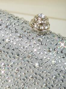 1 件银色闪光水钻装饰女士晚宴手拿包，时尚优雅的手提包，精致奢华的水钻，适合派对女孩和女士，非常适合婚礼晚宴/宴会、圣诞派对礼服，迷人的水钻包，搭配婚礼派对的最佳选择，优雅的新娘手拿包