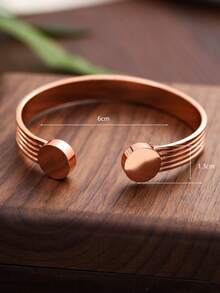 Adjustable Solid Copper Magnetic Bracelet For Men, Striped Cuff Design, High Magnetic Healthy Copper Jewelry - Lines - View 5