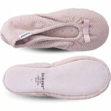 Isotoner Women's Diamond Microterry Ballerina Slippers - Kim cương Taupe - Xem 6