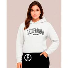 Women's Sweatshirt Blouse In Various Colors With California Usa Print. Cold Weather Blouse With Pocket And Hood. Coat For Women. - 白色襯衫 - 查看 4