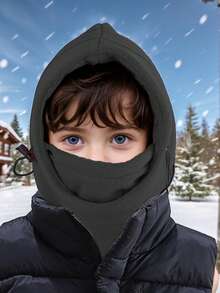 1 件儿童颈部全脸滑雪面罩帽儿童羊毛拉法帽男孩女孩儿童滑雪帽 - 純色 - 查看 4