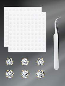 CIZME Modischer Edelstahl-Bauchring mit herzförmigem kubischem Zirkonia, kein Piercing erforderlich, imitierter Bauchschmuck, weiße und rosa Strasssteine, geeignet für Basteln, Klebe-Edelsteine, selbstklebender Bauchring-Ohrring, anwendbar für Gesichts-Make-up, Körperdekoration, geeignet für Männer und Frauen, perfekt für Bankette, Bälle, Partys, Musikfestivals und andere Anlässe - Sticker zum Suchbegriff: "Juwelen" - Übersicht 6
