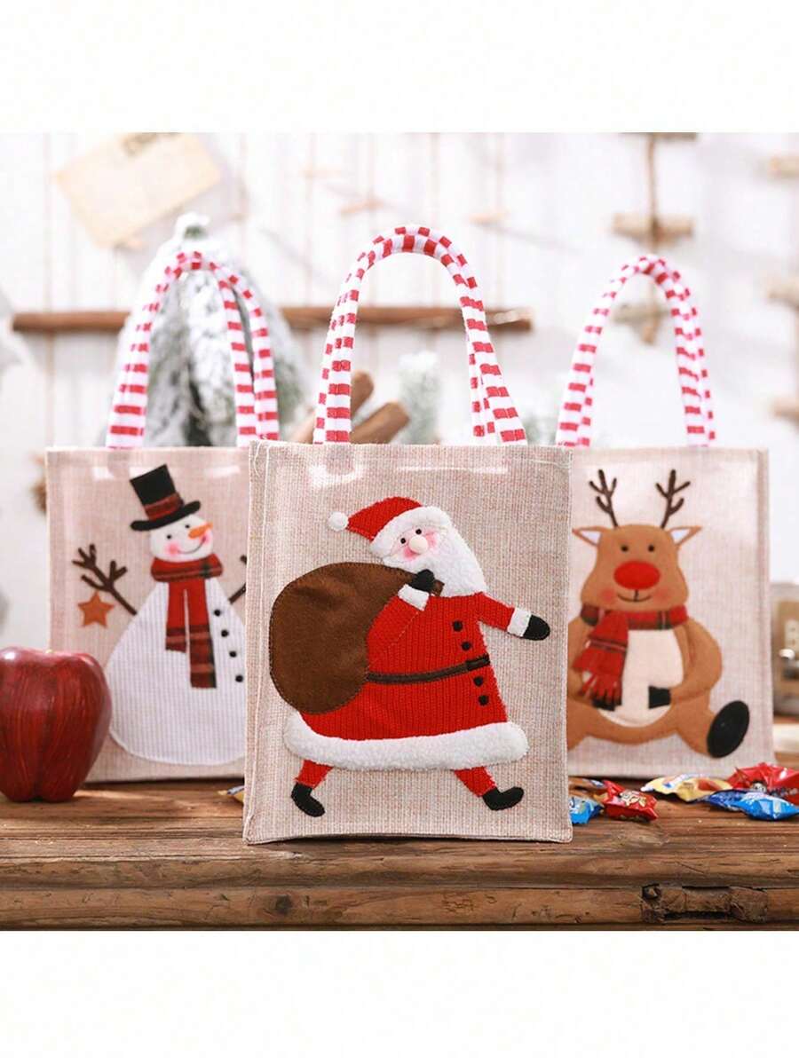 1pc, Christmas Decorations Gift Bag Faceless Linen Tote Gift Bag Festive Creative Goodie Bag, Christmas Party Favors Weird Stuff, Shopping Bag, Party Bag, Party Gift Bag, Craft Tote Bag, Party Favors