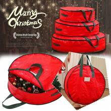 Weihnachtskranz Aufbewahrungstaschen, faltbar, Feiertags-Dekorations-Kranz-Tasche, tragbar, wasserdicht, runde Aufbewahrungstasche mit Griffen