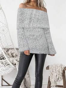 Fashion Women's Woolen One Shoulder Pullover, Mixed With White Dot Design, Slim Fit And Bullet Hit Fabric, Perfectly Showcasing Elegant Temperament