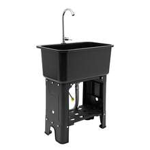 Home Utility Sink For Laundry Room And Garage, Freestanding Laundry Sink For Garage Or Kitchen, Indoor & Outdoor Utility Tub, Freestanding Utility Sink With Storage Shelf - 黑色 - 查看 7