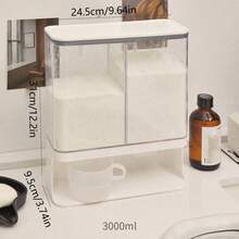 1pc | Transparent Wall-Mounted Dustproof Storage Jar With Cup | Wall-Mounted Design (Saves Countertop Space, No Drilling Optional For Easy Installation), Fully Transparent Body (Clearly View Remaining Quantity), Dustproof Sealed Lid (Keeps Contents Dry And Clean), Comes With A Matching Cup (For Precise Scooping). - White - View 10
