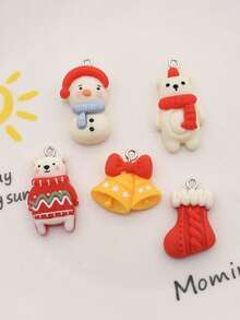 5/10/30pcs Christmas Cute DIY Craft Pendant, Suitable For Making Earrings, Bracelets, Necklaces, Phone Chains, Keychains And More Scenarios