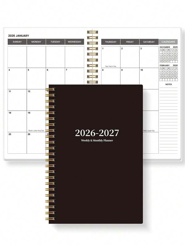 1pc From Jan.2026 To Dec.2027, Loose Leaf Plan Book, Daily & Weekly And Monthly Planner, Perfect For Meeting Agenda Records, Work Plan Reports, Study Plan Records, Daily Diary, Suitable For Office And Study, Creative & Useful Gifts For Christmas