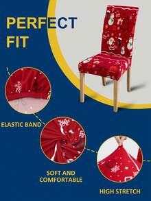 2/4/6 غطاء كرسي مطبوع بطبعات عيد الميلاد، مع عناصر عيد الميلاد مثل بابا نويل والثلجي والرنة، ديكور منزلي لفنادق وحفلات ومطاعم، ديكور عيد الميلاد الأساسي، هدية عيد الميلاد المثالية