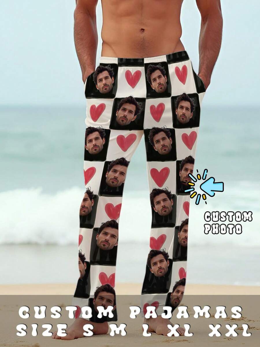 Men Custom Pajama Pants With Photo, Personalized Face Pajama Pants,Custom Pet Portrait Pajama Pants,Anniversary Gifts,Birthday Wedding Gift, Fall