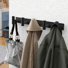 Coat Rack Wall Mounted T Shaped Wall Hooks For Hanging, Heavy Duty Stainless Steel Coat Hook Rail For Hat Towel Robes In Bathroom Kitchen Mudroom Entryway - 黑色 - 查看 7