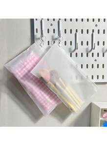 20pcs/10pcs Transparent Frosted Pull Tab Bag Underwear Zipper Bag Cosmetics Storage Bag Stationery Office Storage Bag Travel Storage Bag.