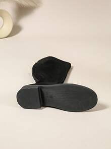 Fall/Winter New Women's Chunky Heel Over-The-Knee Boots, Fashion Back Zipper Western Style Faux Fur Trim Holiday Casual Riding Boots, Slimming - Black - View 7