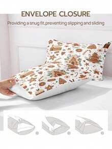 1 pieza Funda de almohada 100% poliéster, amigable con la piel, suave, transpirable (sin relleno), adecuada para la decoración del dormitorio, la decoración navideña y los regalos de Navidad - Multicolor - Ver 6