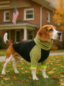 1 件时尚宠物连帽衫外套柔软拉绒舒适针织衫，适合中大型犬，加厚高领设计弹性保暖小狗冬季服装，适合拉布拉多罗威纳犬比格犬